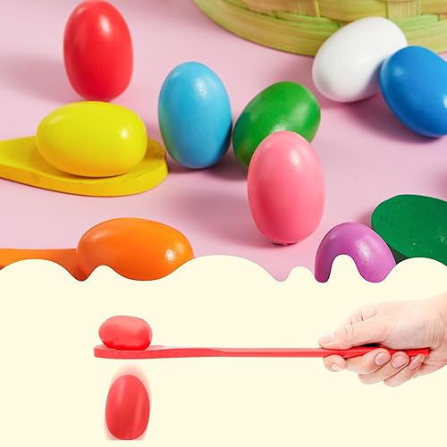 Miniatura 4 de JOYIN Juego de carreras de huevos de Pascua y cuchara, 24 piezas, juego de carnaval para niños y actividades familiares, vacaciones al aire libre,