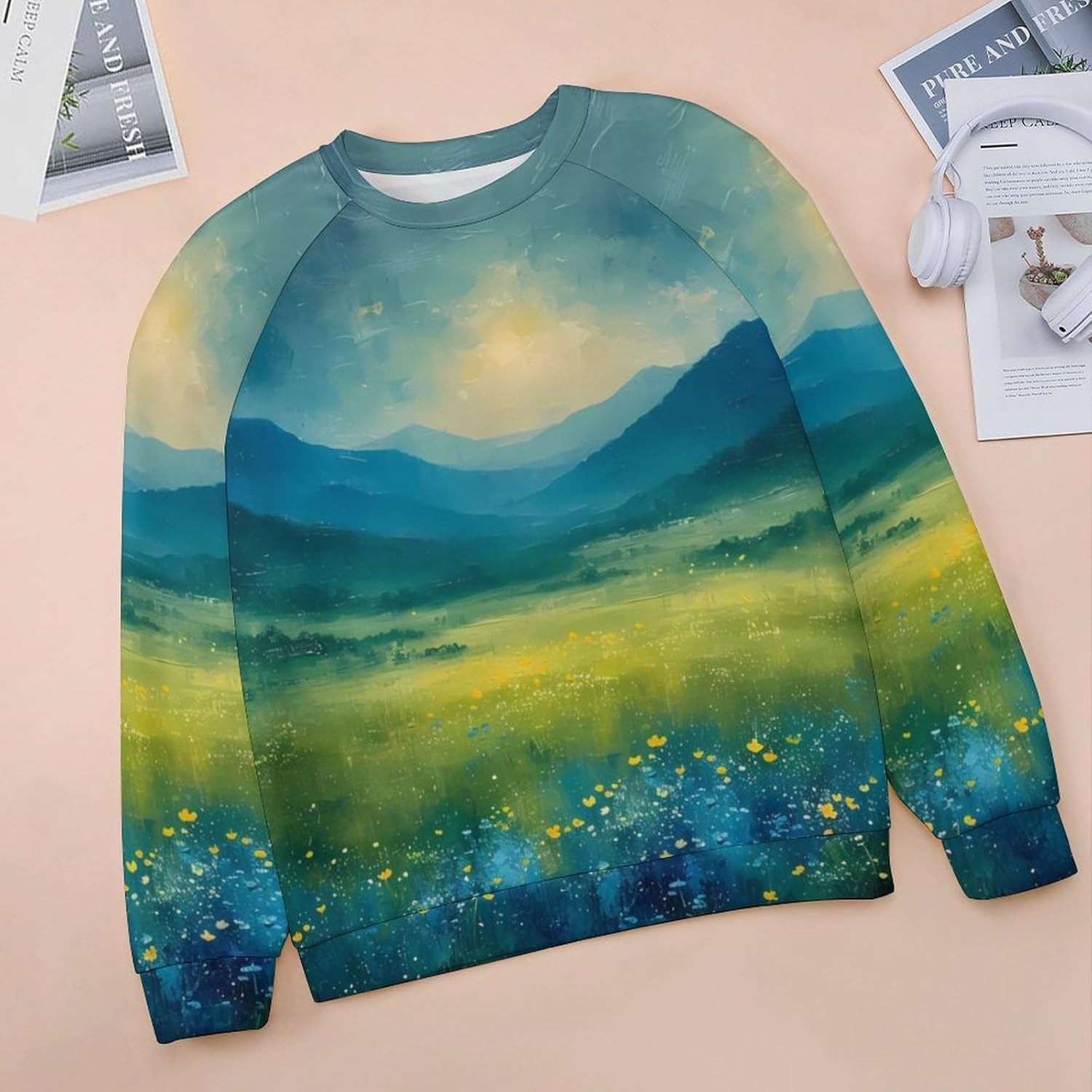 LOAIHA Women's Floral Printed Sweatshirt Long Sleeve Crewneck Hoodies FLower Sweaters Graphic T Shirts Pullover Ladies Tops - Image 3