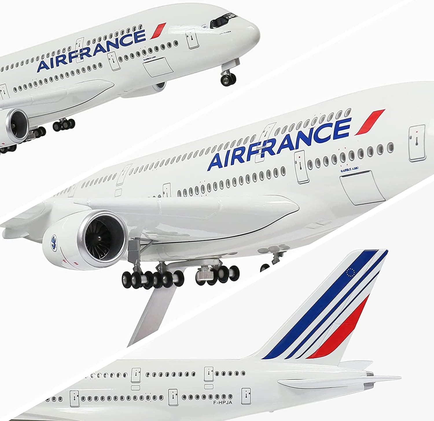 1:160 Scale 17.7-Inch Die-Cast Resin Aircraft Model with Stand - Detachable, Premium Birthday Gift for Aviation Enthusiasts & Collectors (White, No Light)