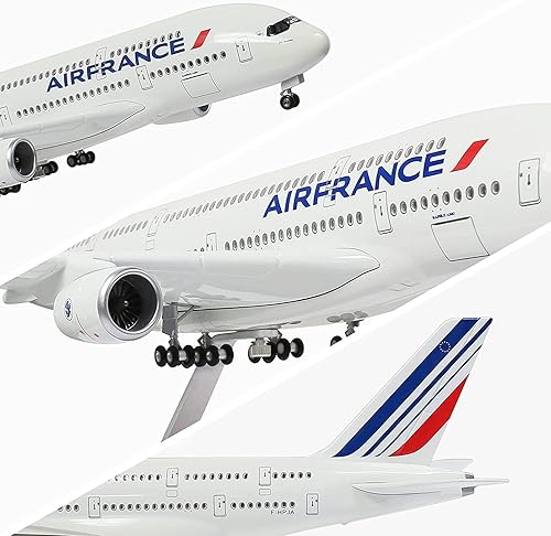 Miniatura 6 de ANDSYYDS Modelo grande de avión a escala 1160, modelo Airbus A380, modelo de avión Air France, modelo de resina plástica fundida a presión para