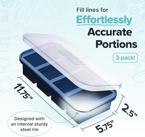 Miniatura 25 de Souper Cubes Moldes de silicona para congelador de 1 taza, cubos de sopa perfectos para almacenar caldo, arroz, sobras y más, bandejas de silicona