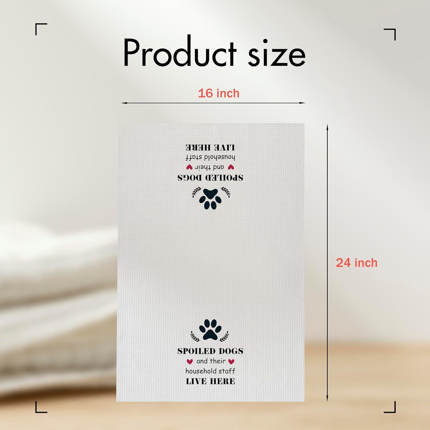 Funny Kitchen Towels, Dog Paw Decor Hand Towels, Dish Towels for Dog Lovers Owners, Spoiled Dogs and Their Household Staff Live Here - Image 2