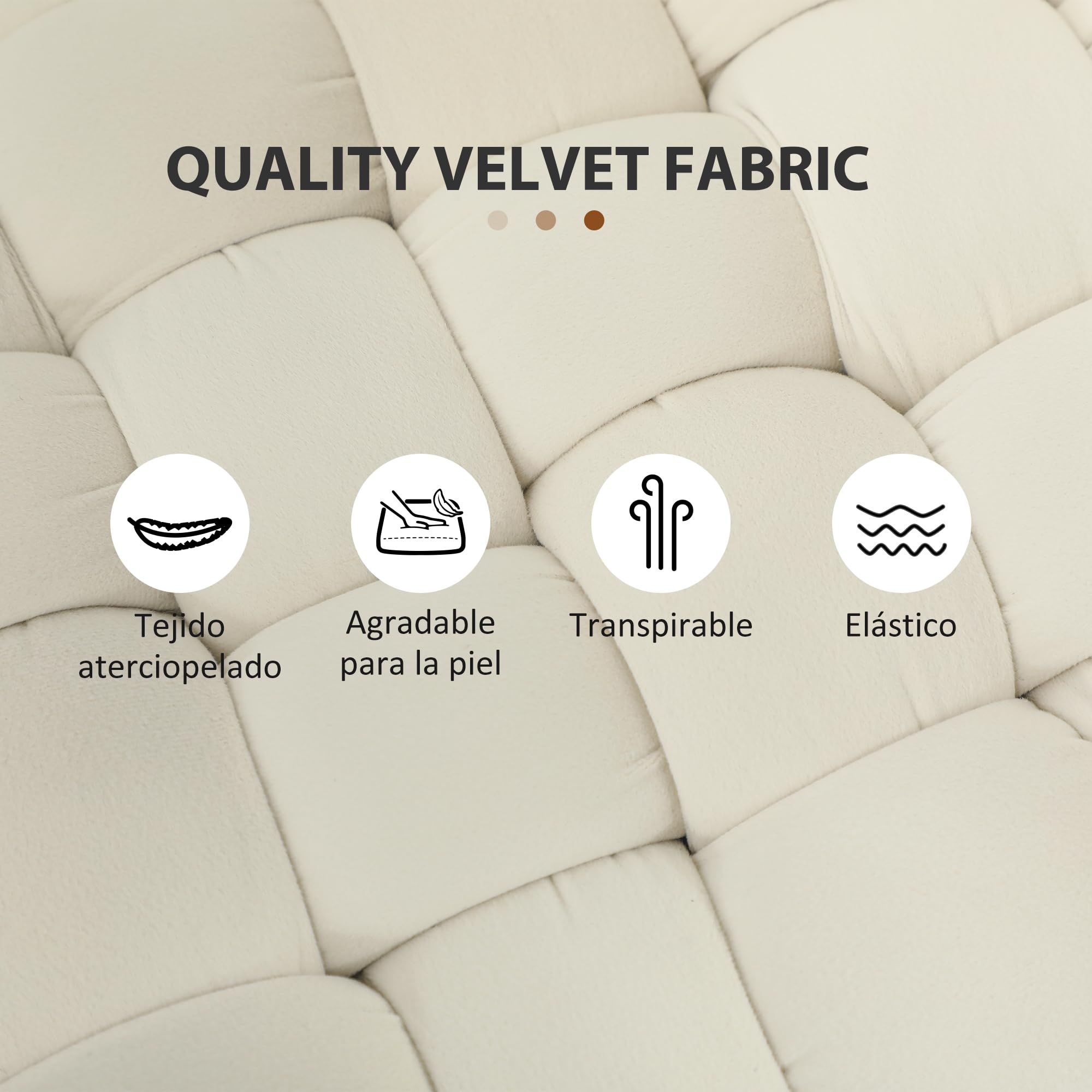 HOMCOM Banco Pie de Cama Tapizado en Terciopelo Banqueta Dormitorio Pie de Cama con Patas Doradas y Asiento Acolchado para Entradas Crema