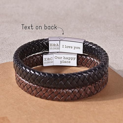 Miniatura 5 de RUGGEDGIFTS Coordinate Bracelet For Him, GPS Bracelet For Men, Birthday Gift for Boyfriend, Leather Coordinates Bracelet, Longitude Latitude