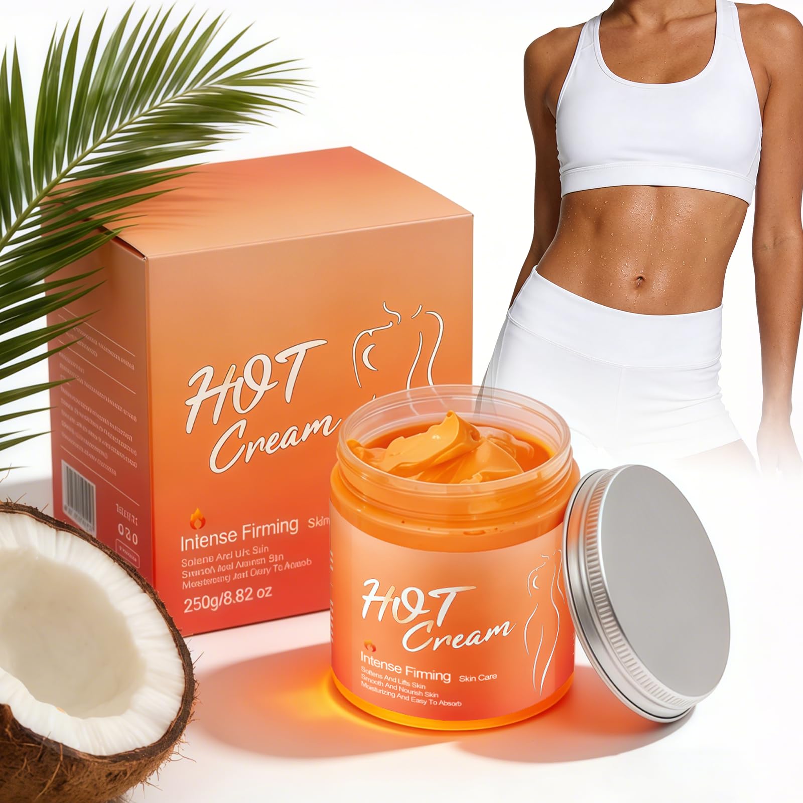 250g Crema Calor Intensa – Crema Anticelulítica Natural para Vientre, Piernas, Glúteos y Brazos – Crema Reafirmante Hidratante para Piel Firme y Tonsurada
