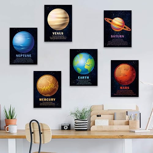 Miniatura 4 de Outus 12 pósteres educativos del sistema solar laminados para niños, espacio y planetas, gráficos de pared para niños pequeños, aula, dormitorio,