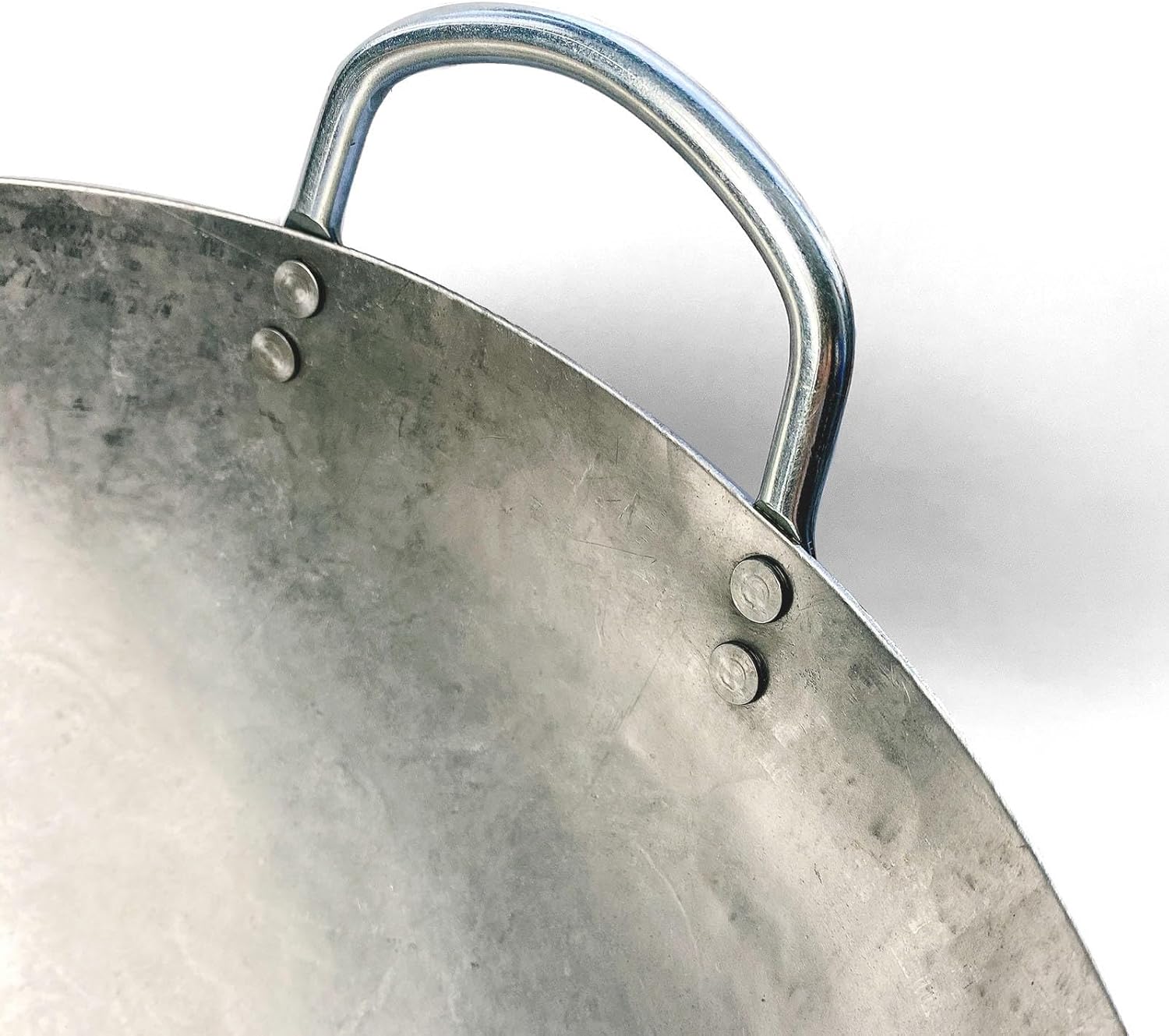 SUNRISE Kitchen Supply 1.8 mm Thickness Heavy Duty Hand Hammered Carbon Steel Wok 14 inch, Round Bottom