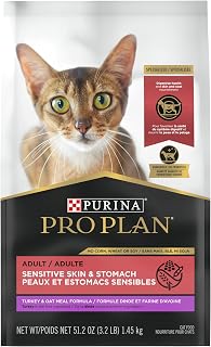 Purina Pro Plan Dry Cat Food, Specialized Sensitive Skin & Stomach Turkey - 1.45 kg Bag (1 Pack)