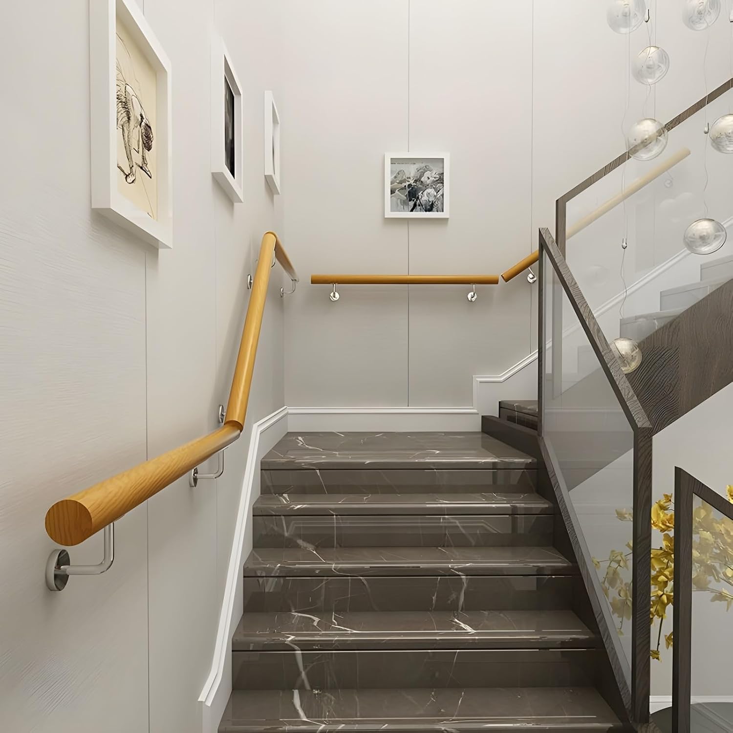 Indoor Staircase Wooden Handrail, Staircase Balustrade, Suitable For Bar Attic Kindergarten Guardrail(100 cm)