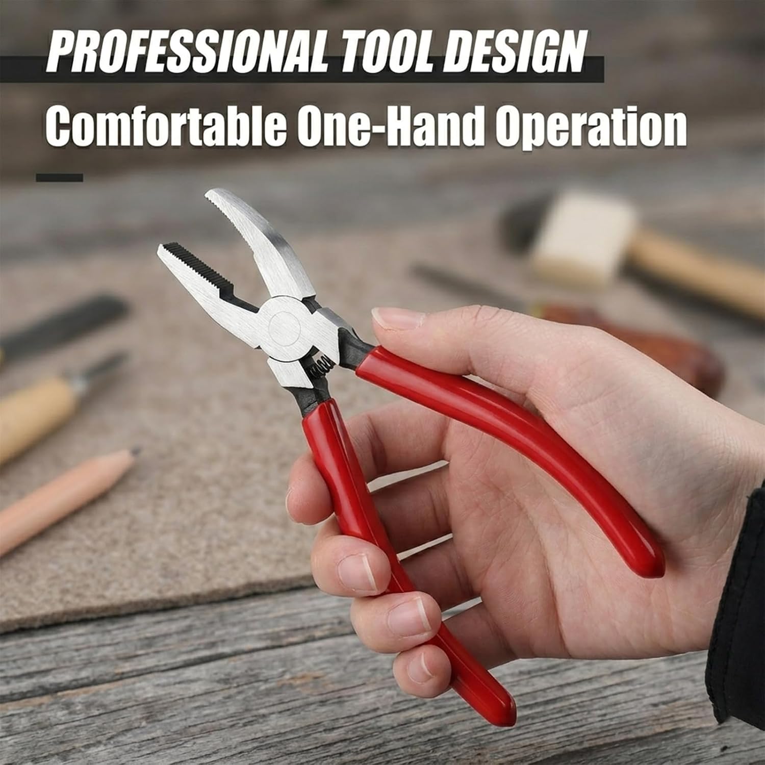 Professional Glass Breaking Pliers, 6-Inch Stained Glass Trimming Pliers, Serrated Jaws, Red PVC Handle, for Stain Glass, Tiles, Mosaic, Mirrors