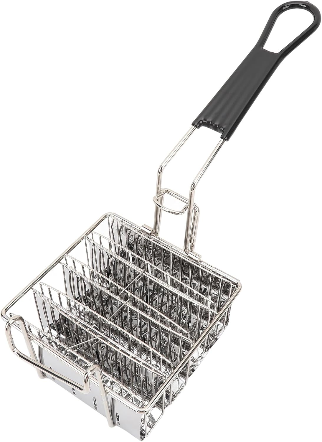 Asixxsix Taco Basket, 4-Shell Capacity 430 Stainless Steel Taco Shell Maker, Fryer Holder with Removable Long Handle and Front Hook for Home Kitchens Restaurants