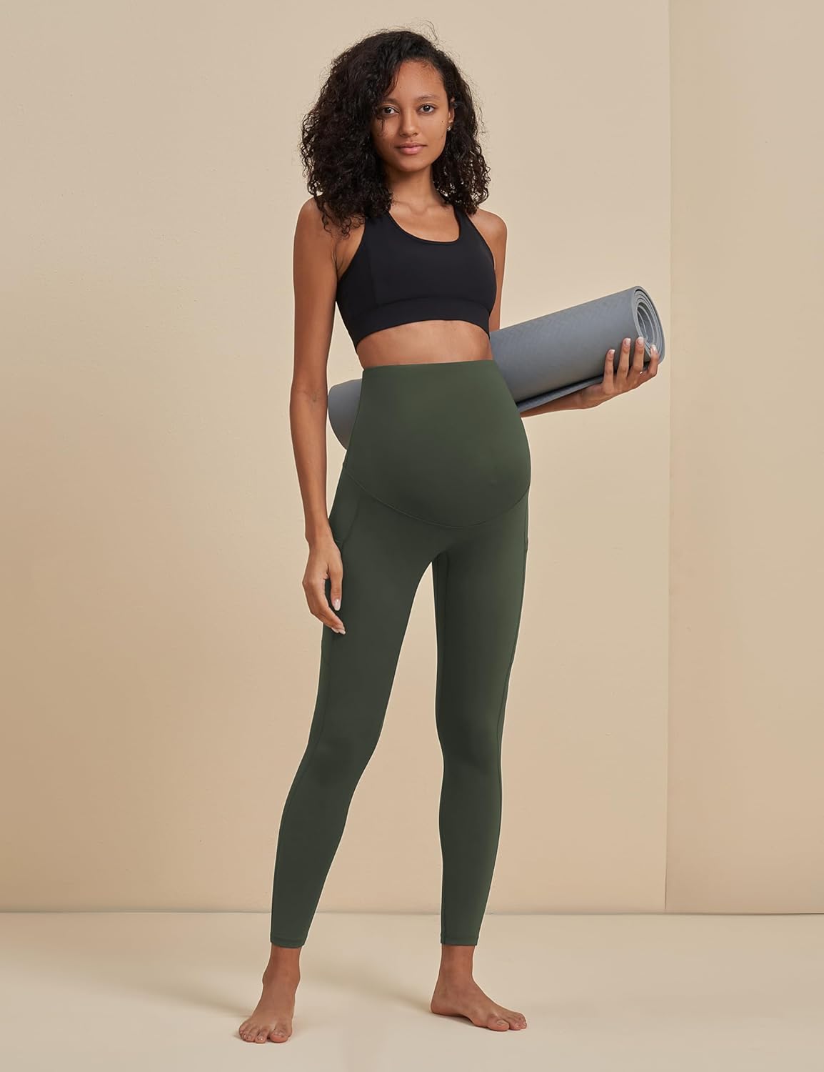 POSHDIVAH 3 Pack Women's Maternity Workout Leggings Over The Belly Pregnancy Yoga Pants with Pockets - Image 2