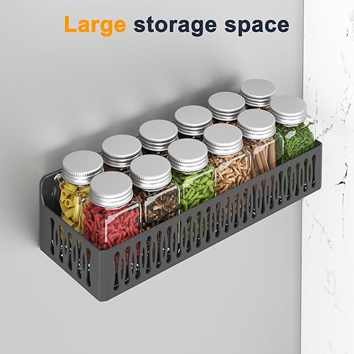 Miniatura 4 de Paquete de 4 estantes magnéticos para especias para refrigerador, organizador de especias, estante magnético móvil con 4 ganchos y 2 tazas colgantes