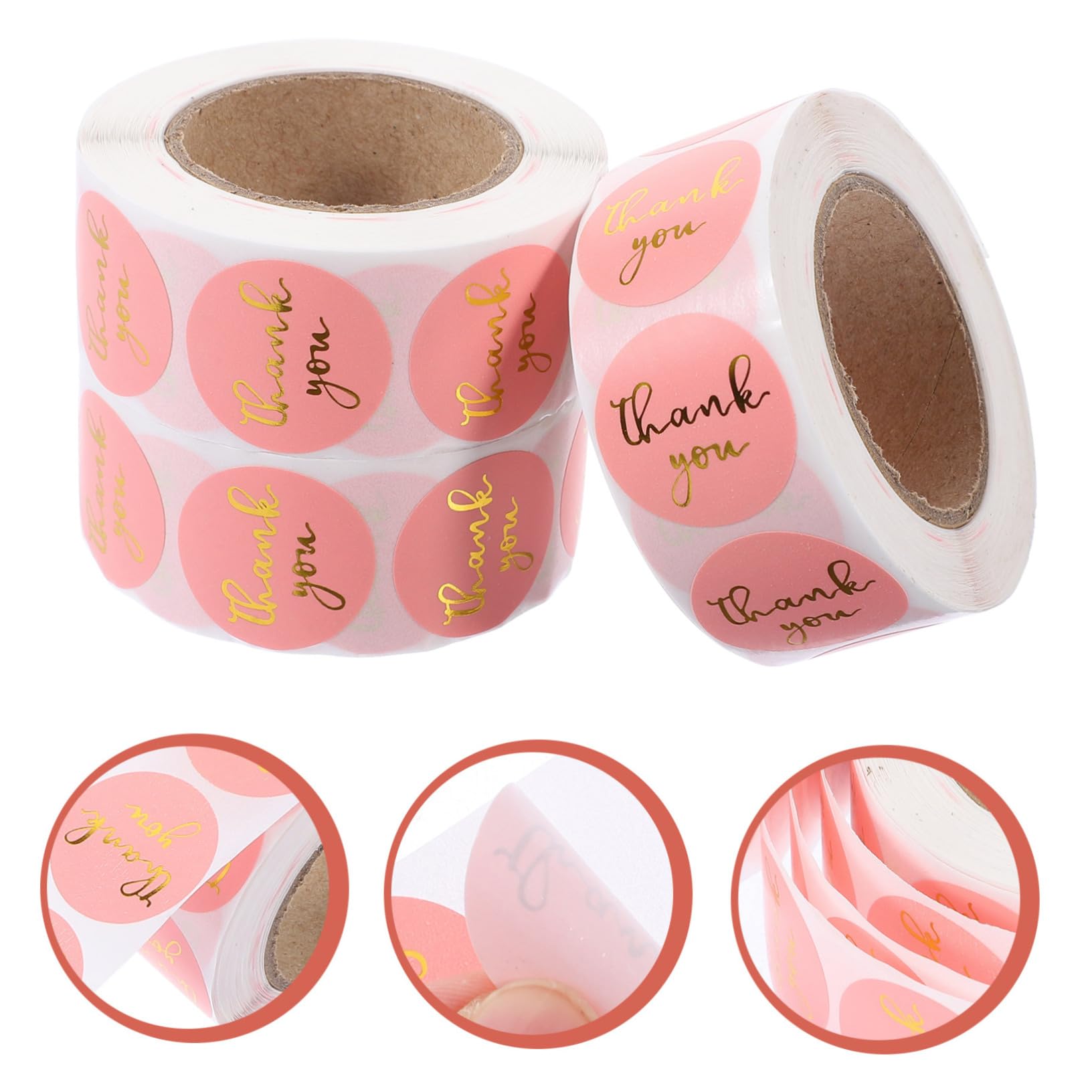 NUOBESTY 5 Sätze Personalisierte Sticker Personalisierte Aufkleber Scrapbook Sticker Danke Karten Punkt Dekorativer Etikettenaufkleber Danke, Dass Sie Aufkleber Versiegeln Rosa 3 Rollen * 5