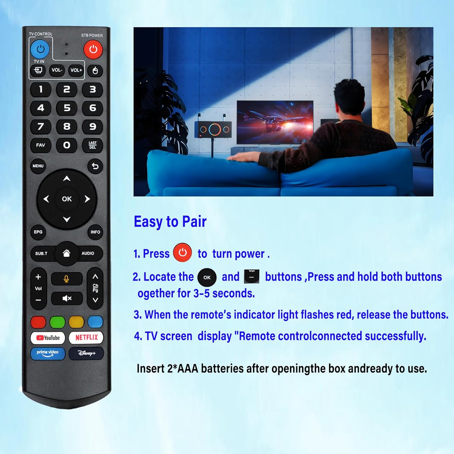 V3 Pro Voice Remote Control Replacement for VSeeBox V5/ V3/ V2/ V1 Pro，V3 Plus，V1 Max/Elite Models