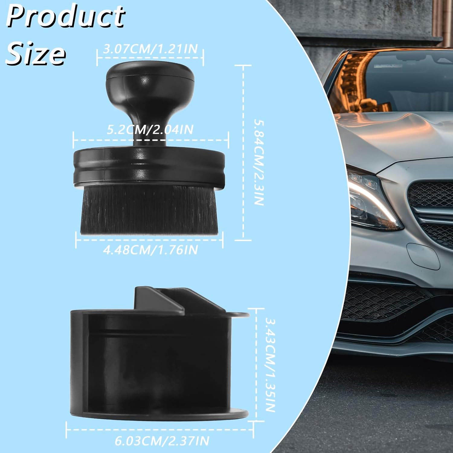 2 PCS Car Tire Shine Applicator Brush, Auto Tire Detail Brushs, Portable Car Tire Brush with Seal Cover Design, High Density Soft Shine Applicator Brushs, for Auto Detailing Cleaning