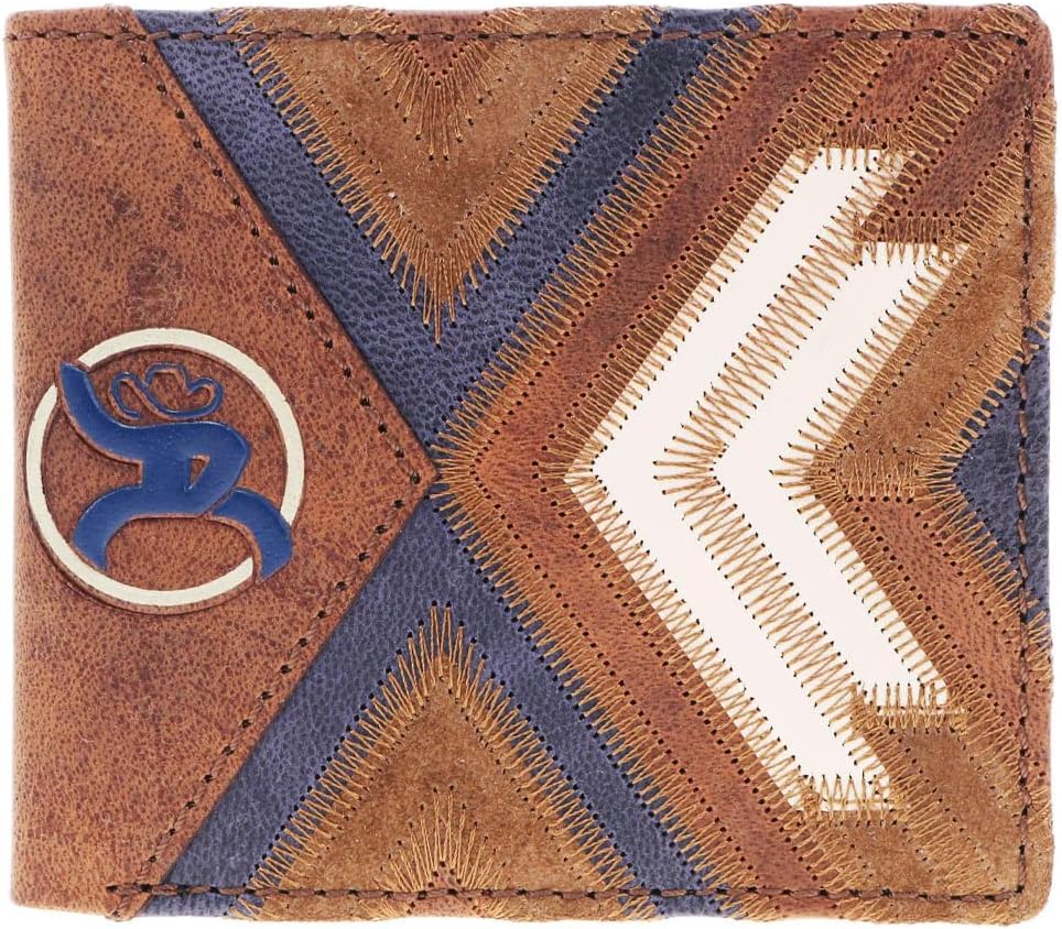HOOEY Kamali Bifold Patchwork Wallet (Brown/Blue/Ivory)