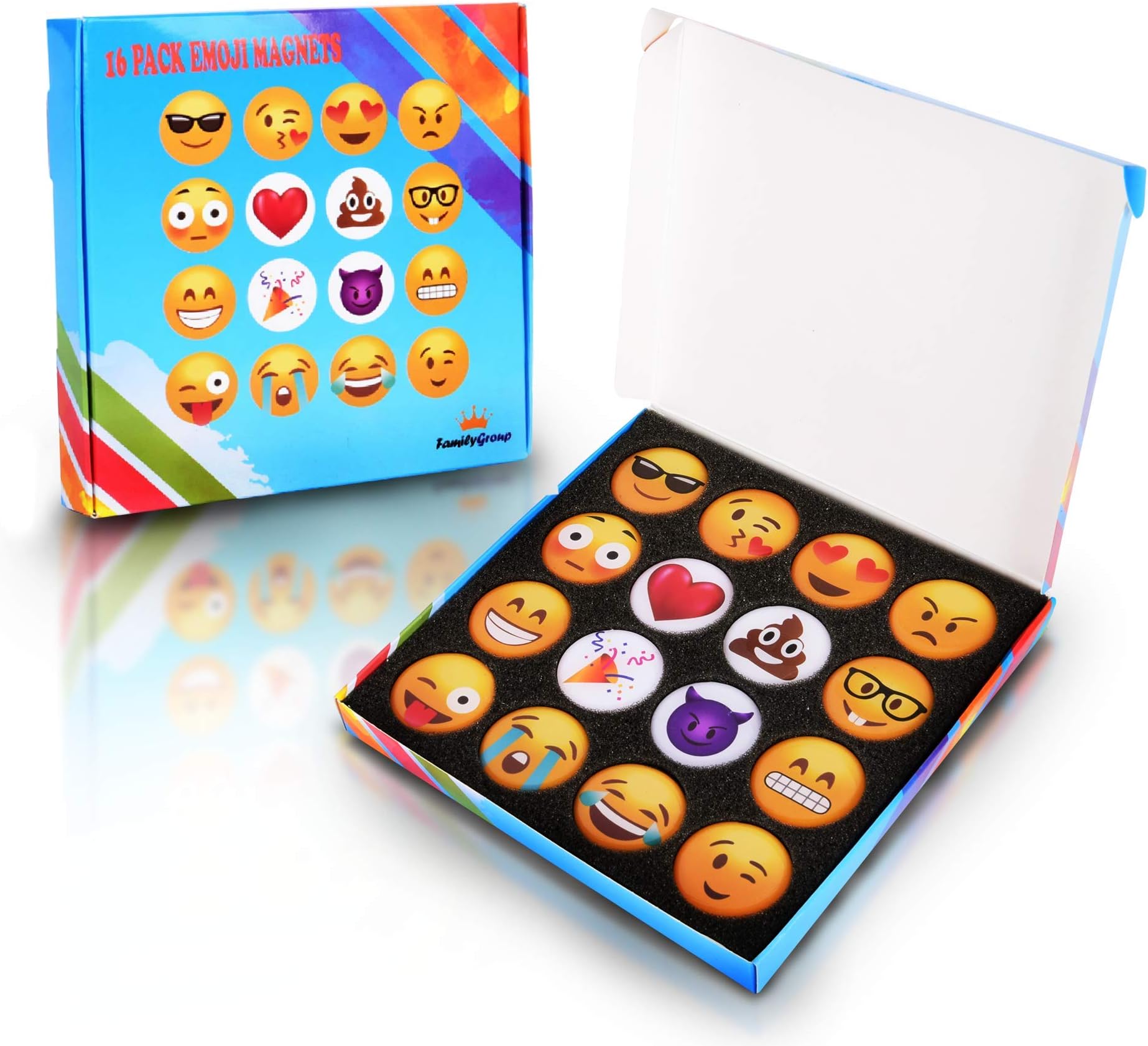 Emoji Fridge Magnets for Kitchen Refrigerator - Funny Emoji Magnets for Dry Erase, Office Whiteboard, Kids Locker Door Decorations – Magnetic Accessories,Supplies, 16pc Set