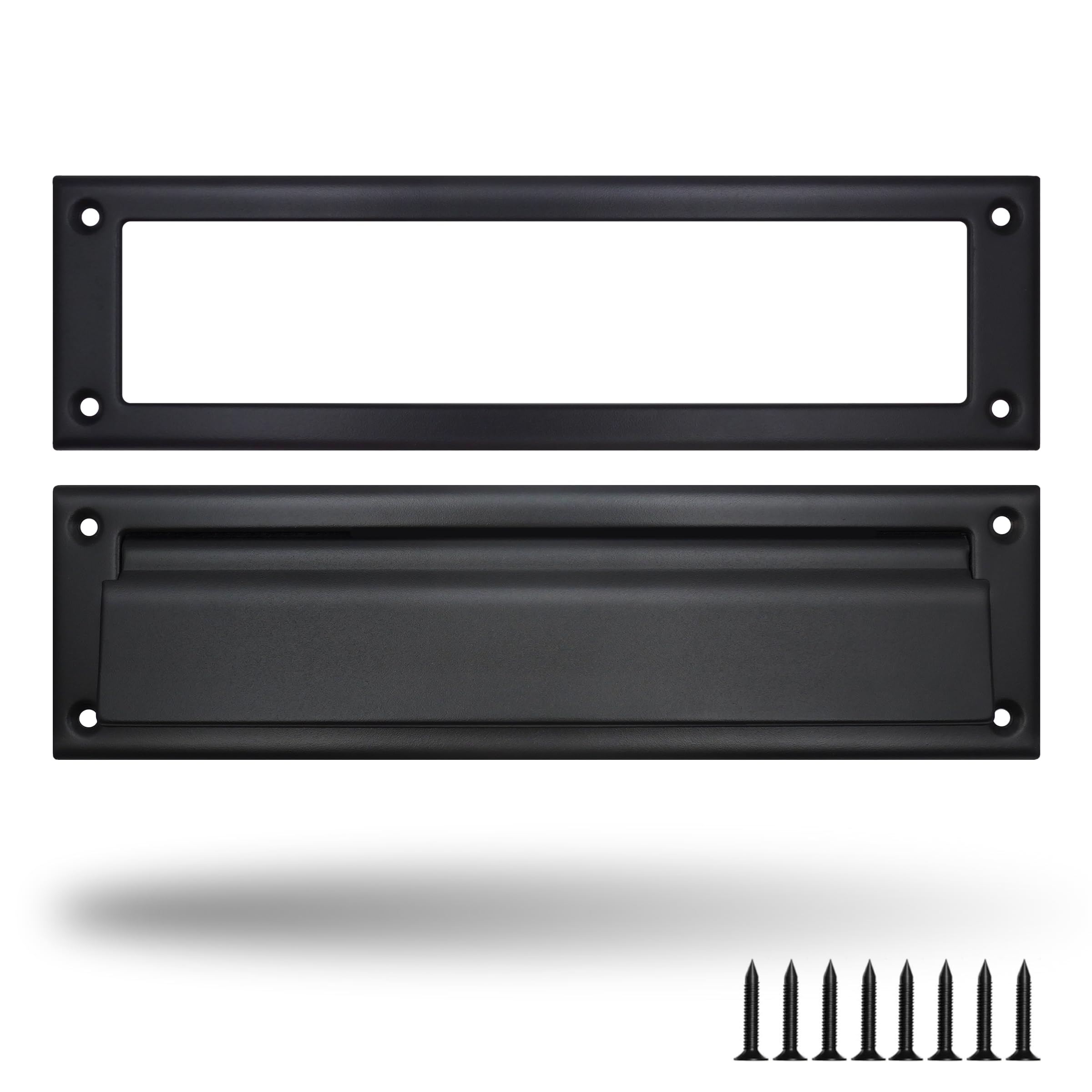 Mail Slot Plate for Front Door, 13 x 3.6 Inch Door Letter Slot, Rust-Resistant Letter Box Magazine Slot, Matte Black Door Hardware & Modern Door Accessories, Functional Mail Opening