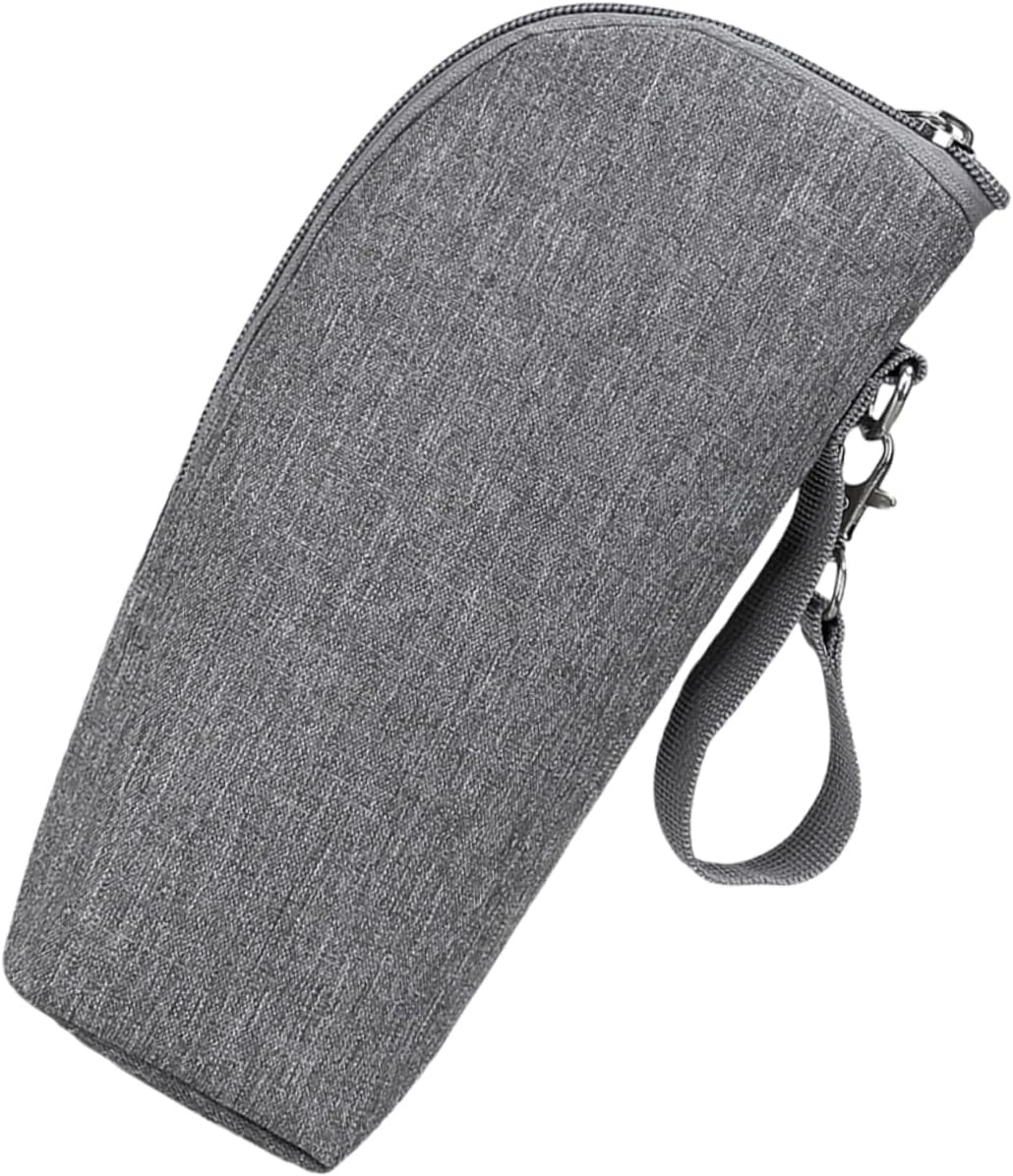 Portable Insulated Bottle Bag Travel Milk Bottle Tote Zipper Water-resistant Design Go Parents for Hours Grey
