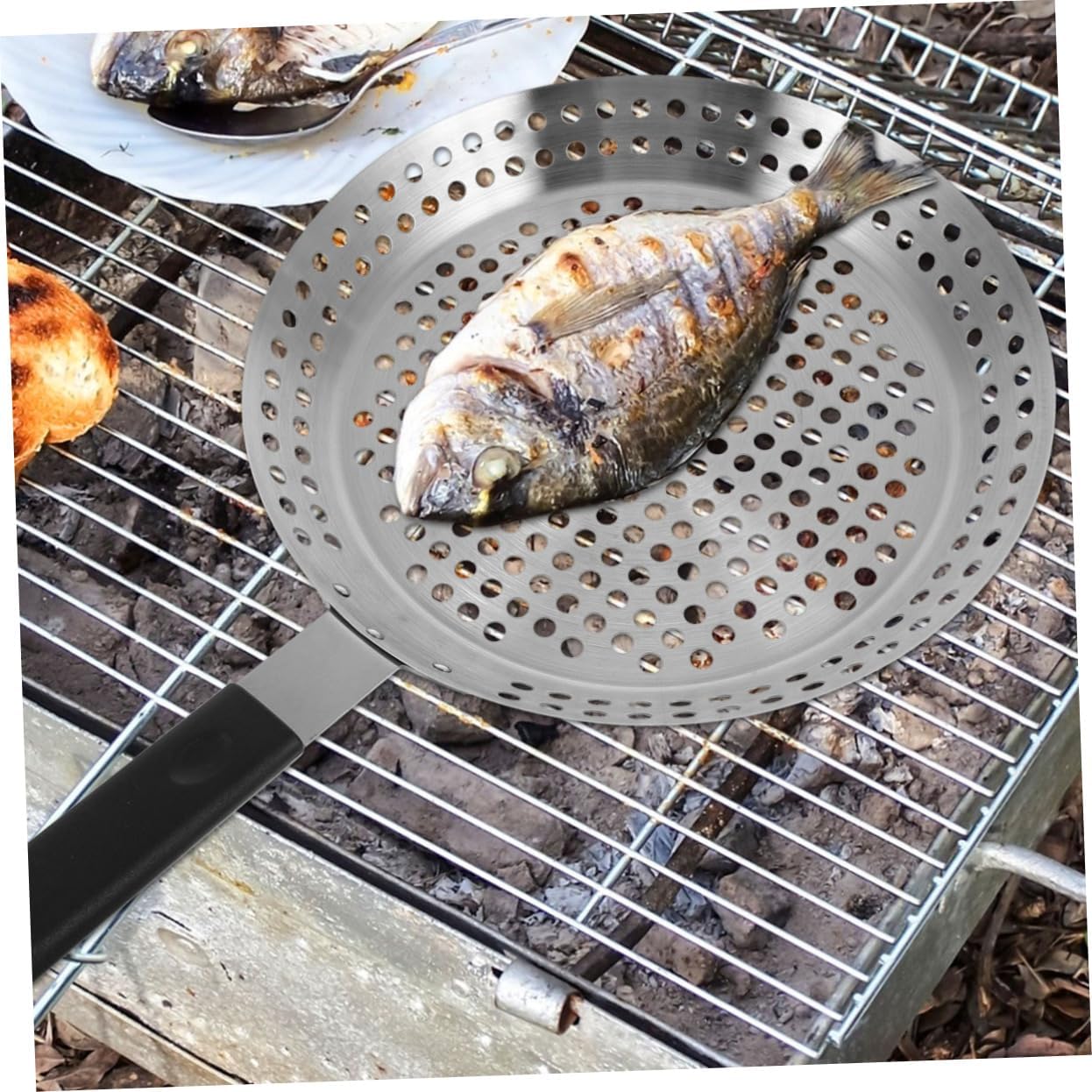 VICASKY Stainless Steel Outdoor Roasting Pan Non Stick Fried Steak Grill Tray Smooth Surface Easy Clean Bbq Accessory for Family Cooking