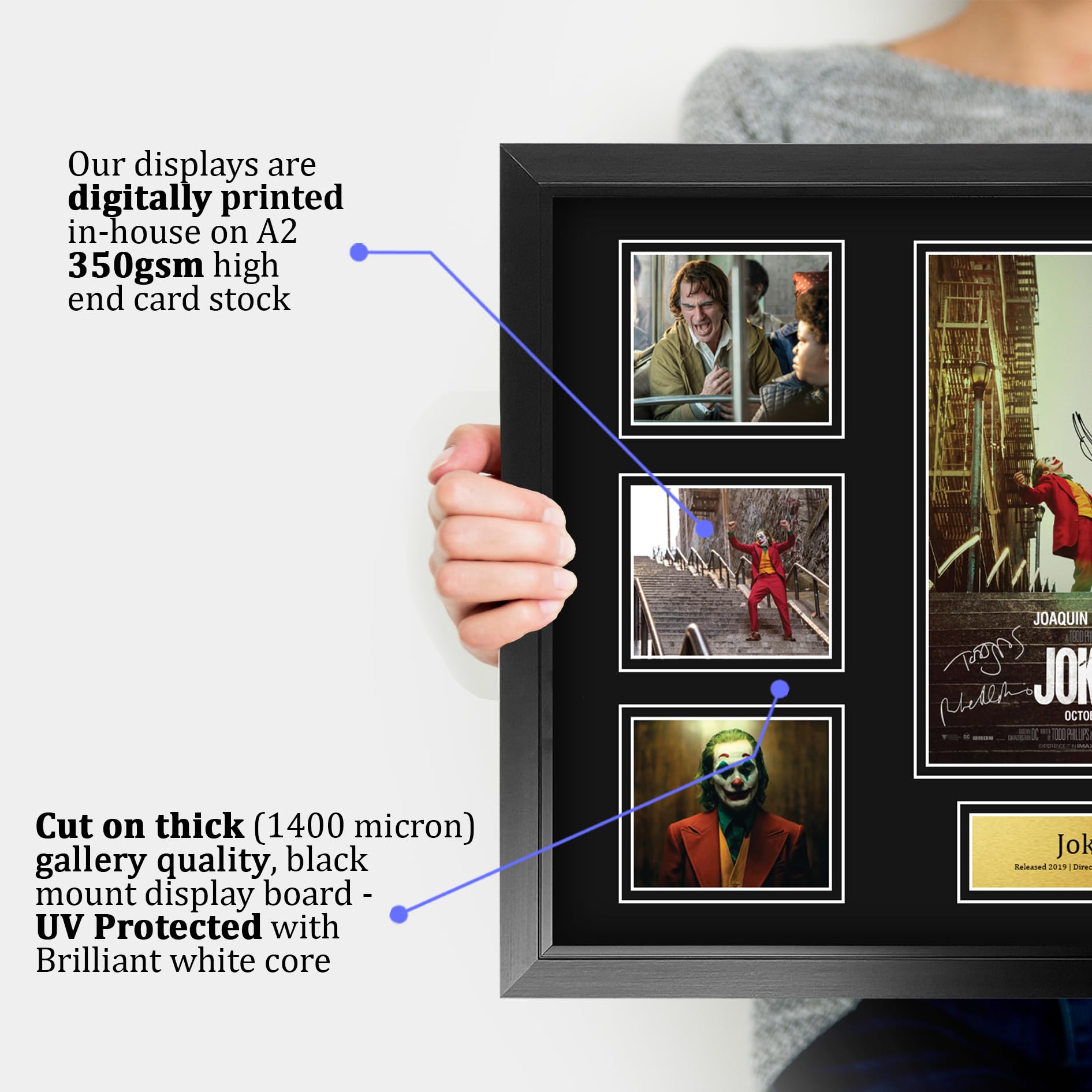 HWC Trading Joker Geschenke Geducktes Signiertes Autogramm Foto für Fans von Film Memorabilien - A2 Gerahmt (ID-006504)