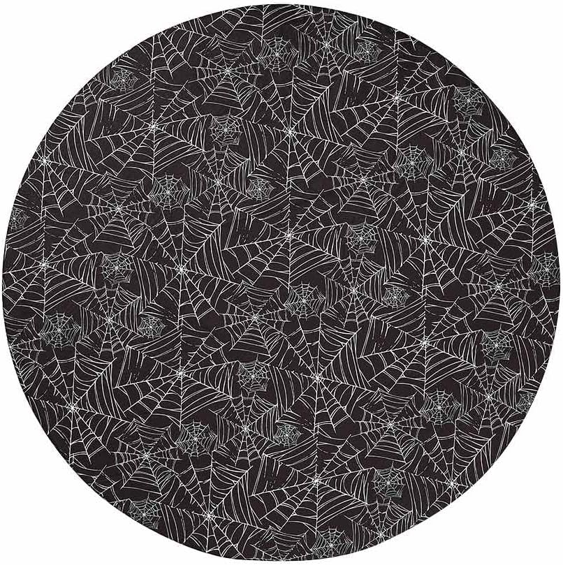 Round Halloween Custom Fit Tablecloth - Spider Webs