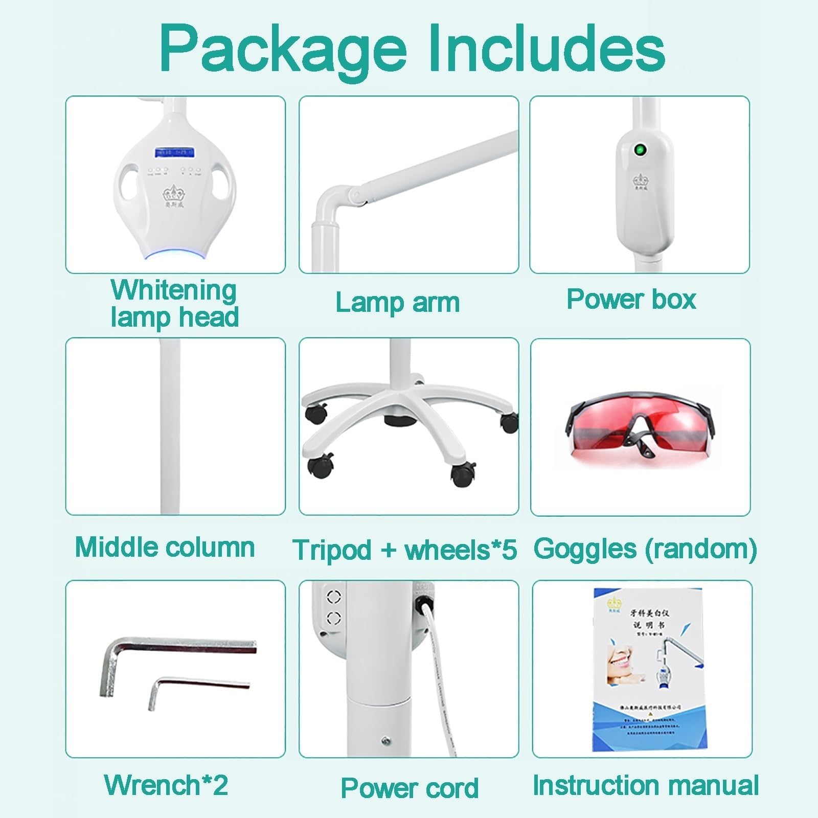 Máquina Profesional de blanqueamiento Dental, Dispositivo de Suelo de 3 Colores, 8 Luces LED Azul fría, Acelerador de blanqueamiento Dental móvil, para clínicas dentales y Salones de Belleza.