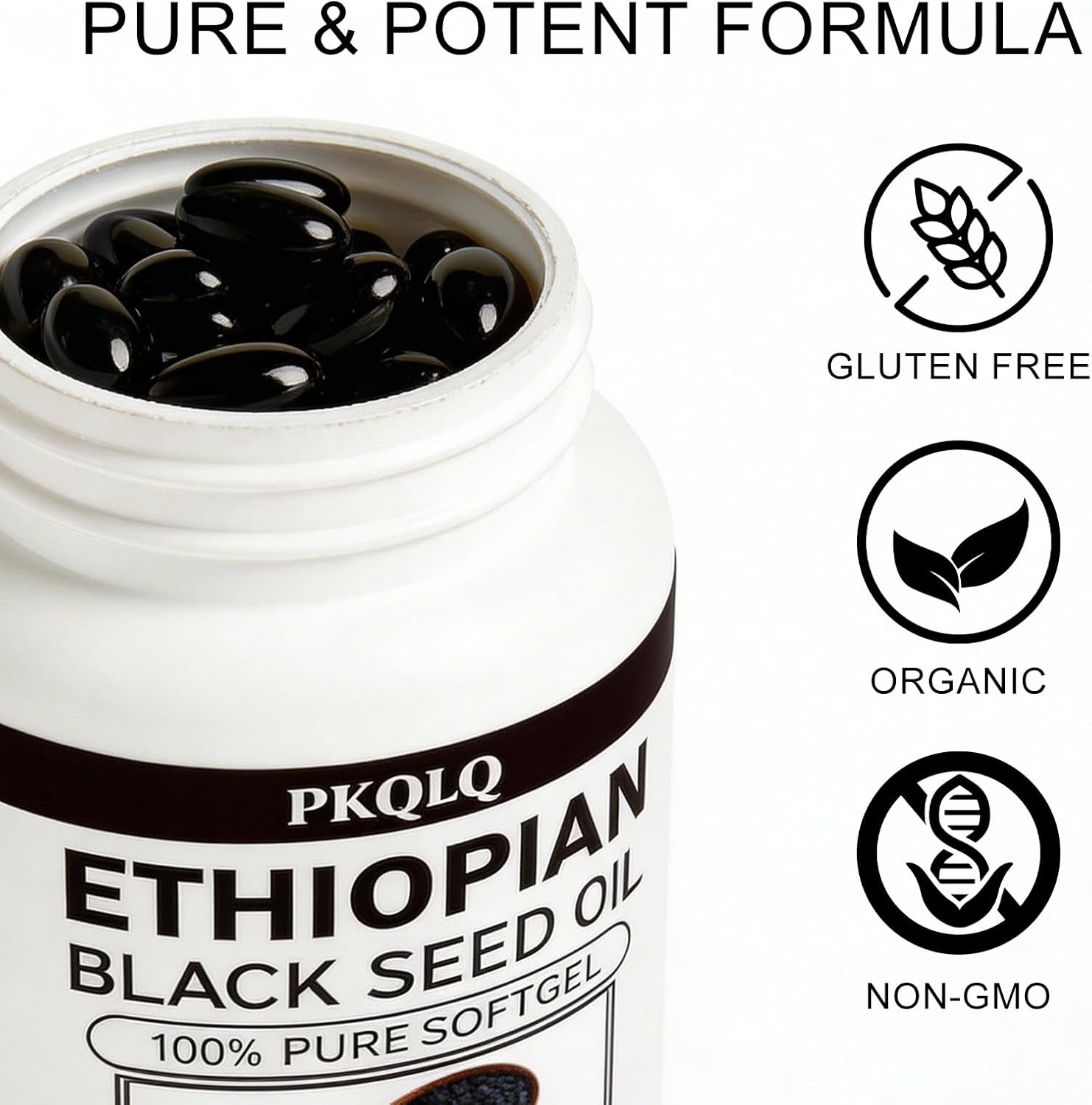 Black Seed Oil Softgels, 60 Count - Odorless, Cold Pressed, Non-GMO, Gluten Free (1)
