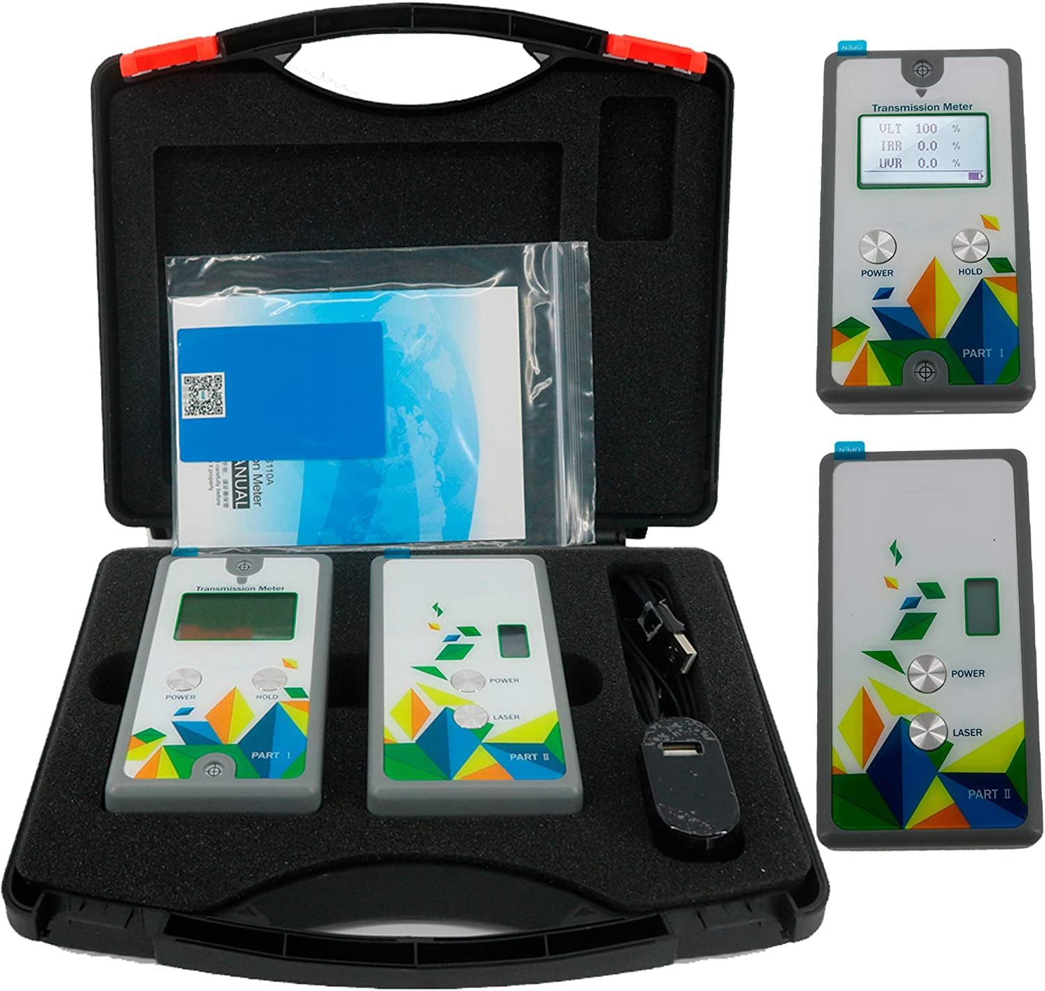 Split Transmission Meter Tester Window Tint Tester with IR UV Rejection 550nm Visible Light Transmittance for Glass Film Front Windshiled