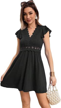 Floerns Vestido corto con cuello en V profundo y estampado floral para mujer, sin espalda, estilo bohemio Floerns Vestido corto con cuello en V profundo y estampado floral para mujer, sin espalda, estilo bohemio