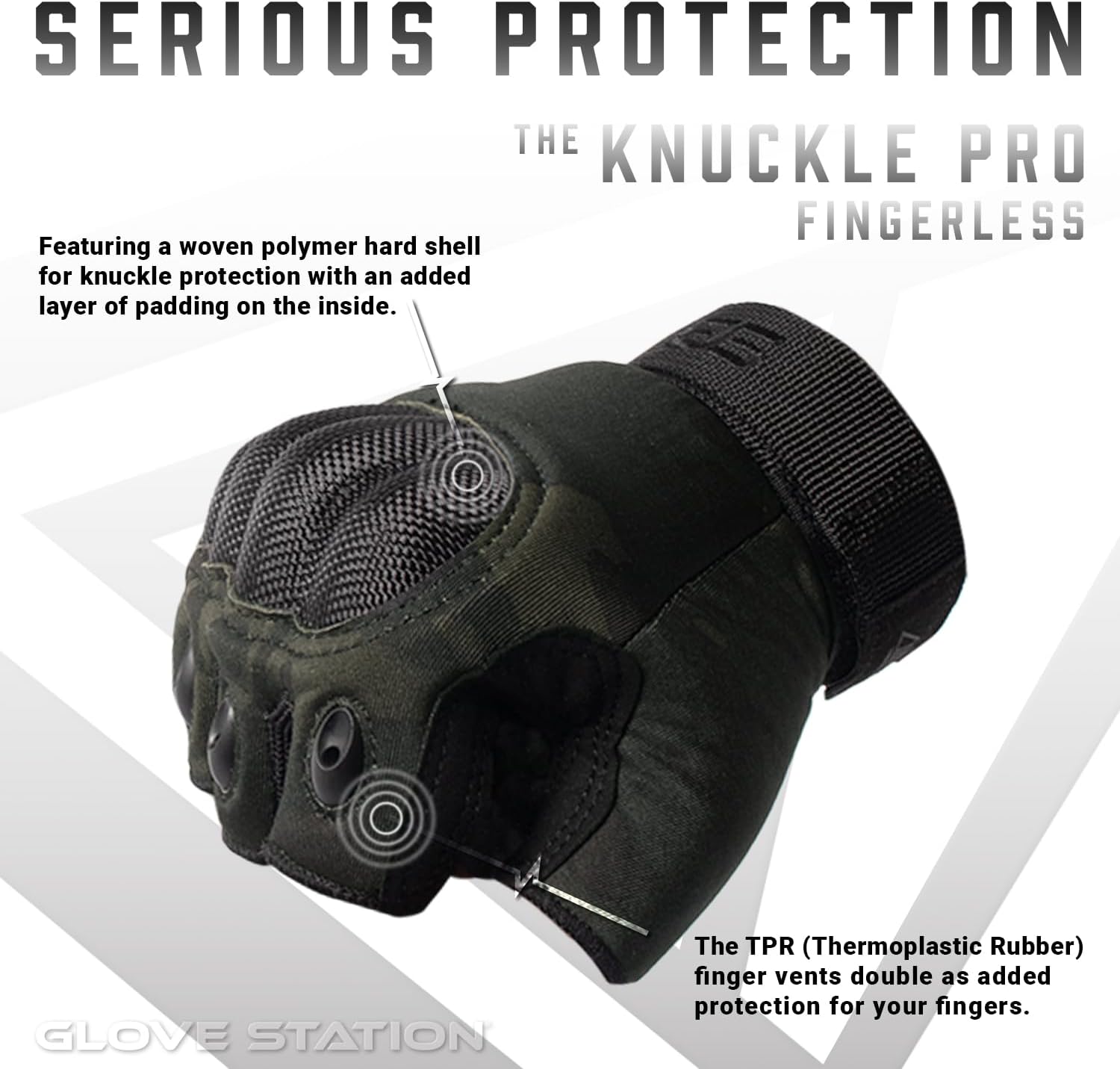 Glove Station- Fingerless Knuckle Gloves for Men - Motorcycle Gloves for, Airsoft, Hunting, Work and Hiking