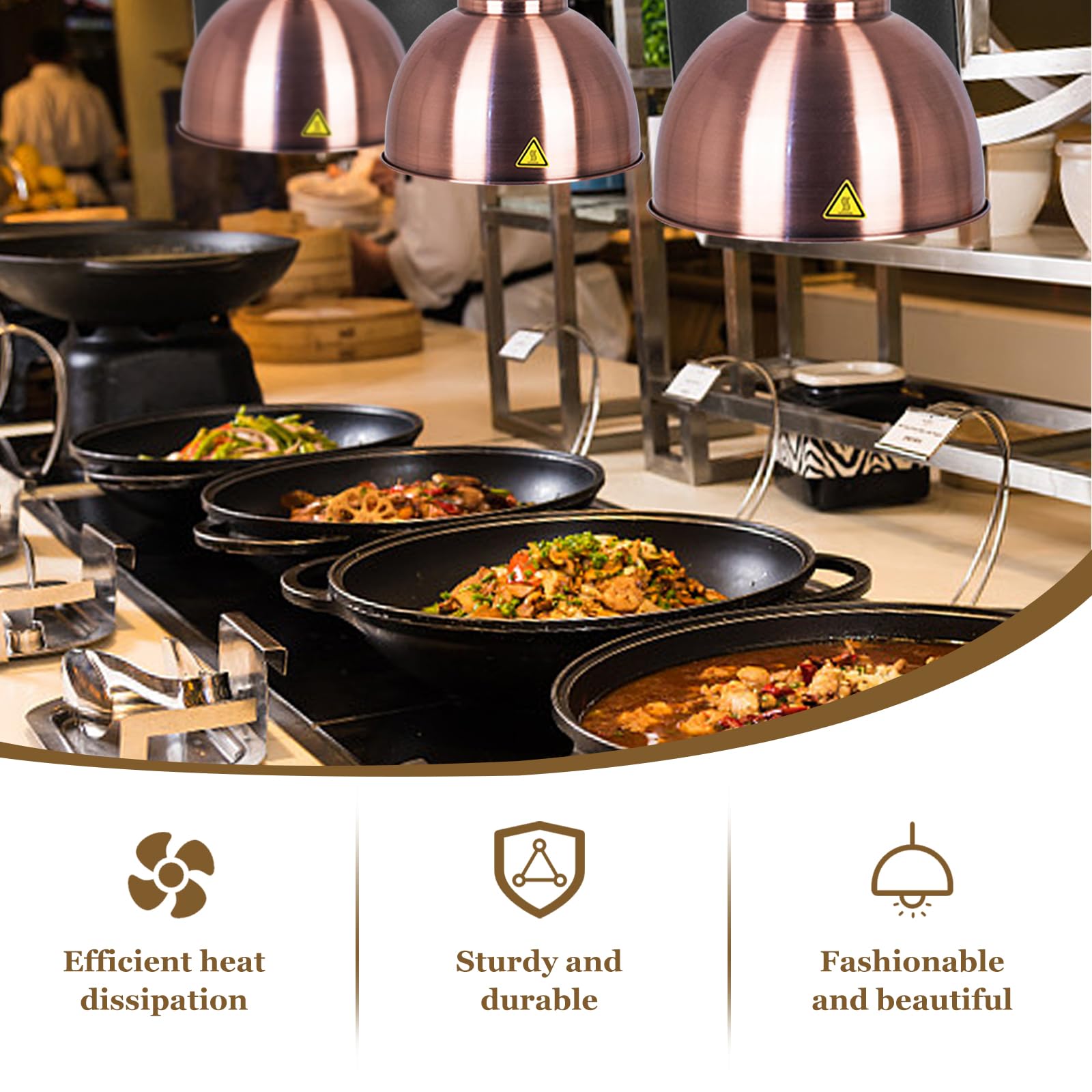 Profesional Lampara de Calor Hosteleria, Altura Ajustable (D, 2piezas) | Lampara de Calor para Cocina, Lampara de Calentamiento de Alimentos con 250W Bombilla para Catering, Buffet
