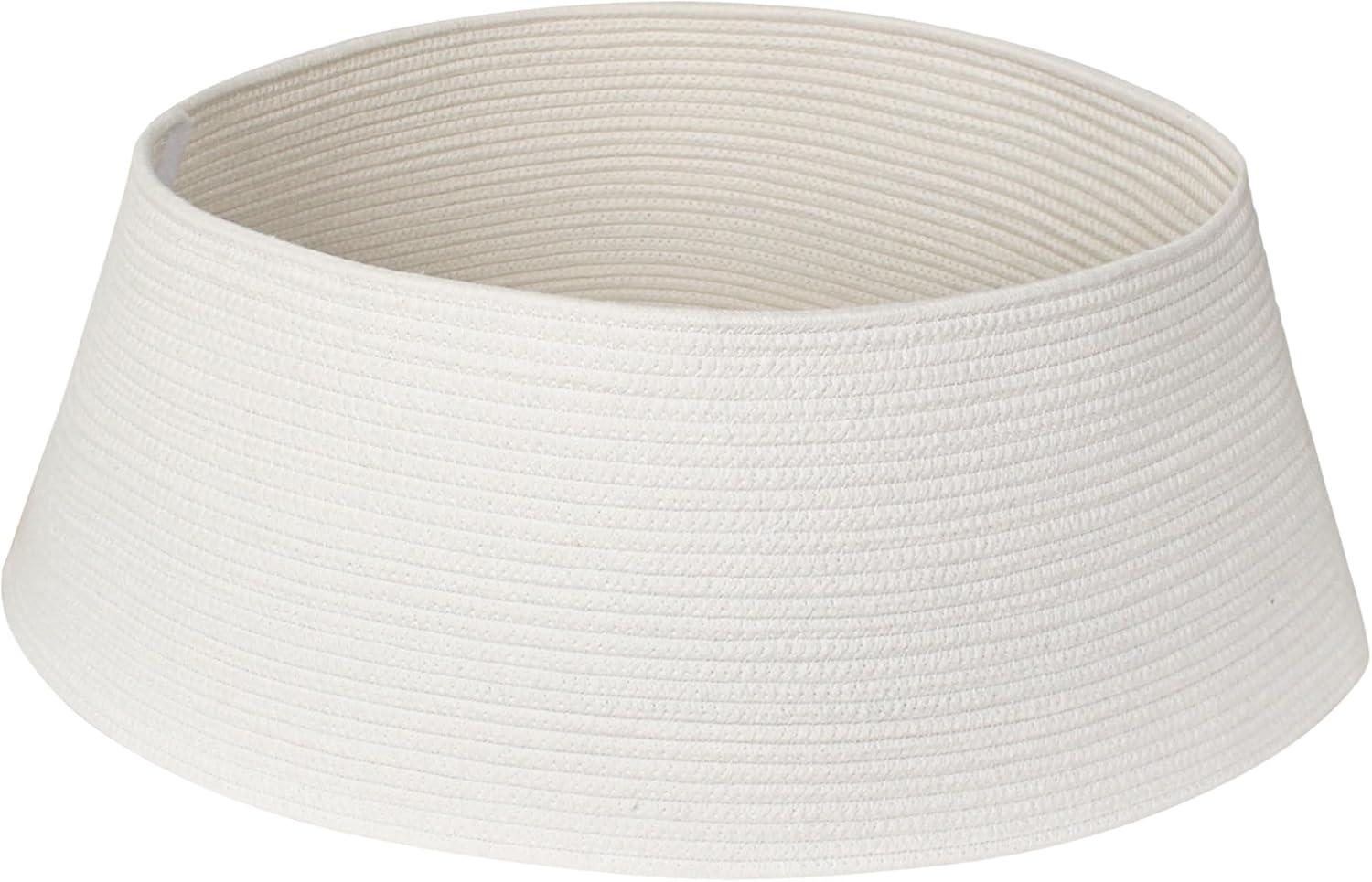MEGASKET White Christmas Tree Collar, 28 inch Woven Christmas Tree Skirt, Modern Cotton Rope Xmas Tree Ring Base Cover, Neutral White Farmhouse Holiday Decoration for Artificial Real Trees