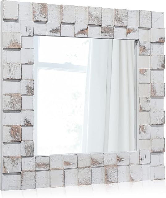 AOAOPQ Wall Mirror for Bathroom Modern Vertical or Horizontal Hanging Vanity Mirror for Bedroom, Living Room and Entryway 43.5 cm White