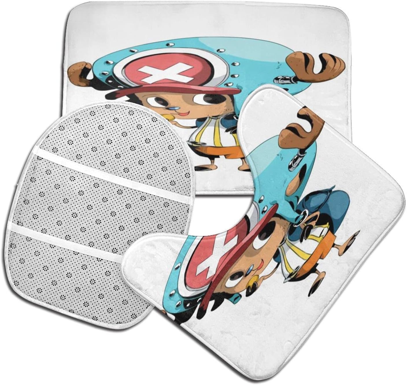 Amazon One Piece ワンピース トイレマット トイレ3点セット トイレu型足元マット フタカバー 便座カバー トイレ蓋カバー 大判 速乾 抗菌 防臭 耐磨耗性 滑り止め 吸水 浴室 家庭用 洗える かわいい おしゃれ 人気 キャラクター Winko ホーム キッチン