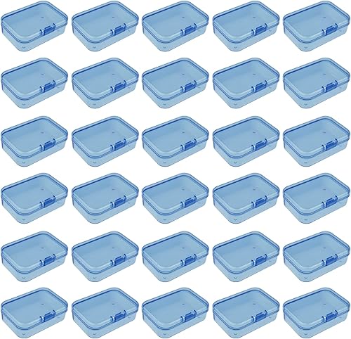 Miniatura 55 de Goodma 12 cajas de plástico rectangulares de plástico, contenedores organizadores vacíos con tapas con bisagras para objetos pequeños y otros