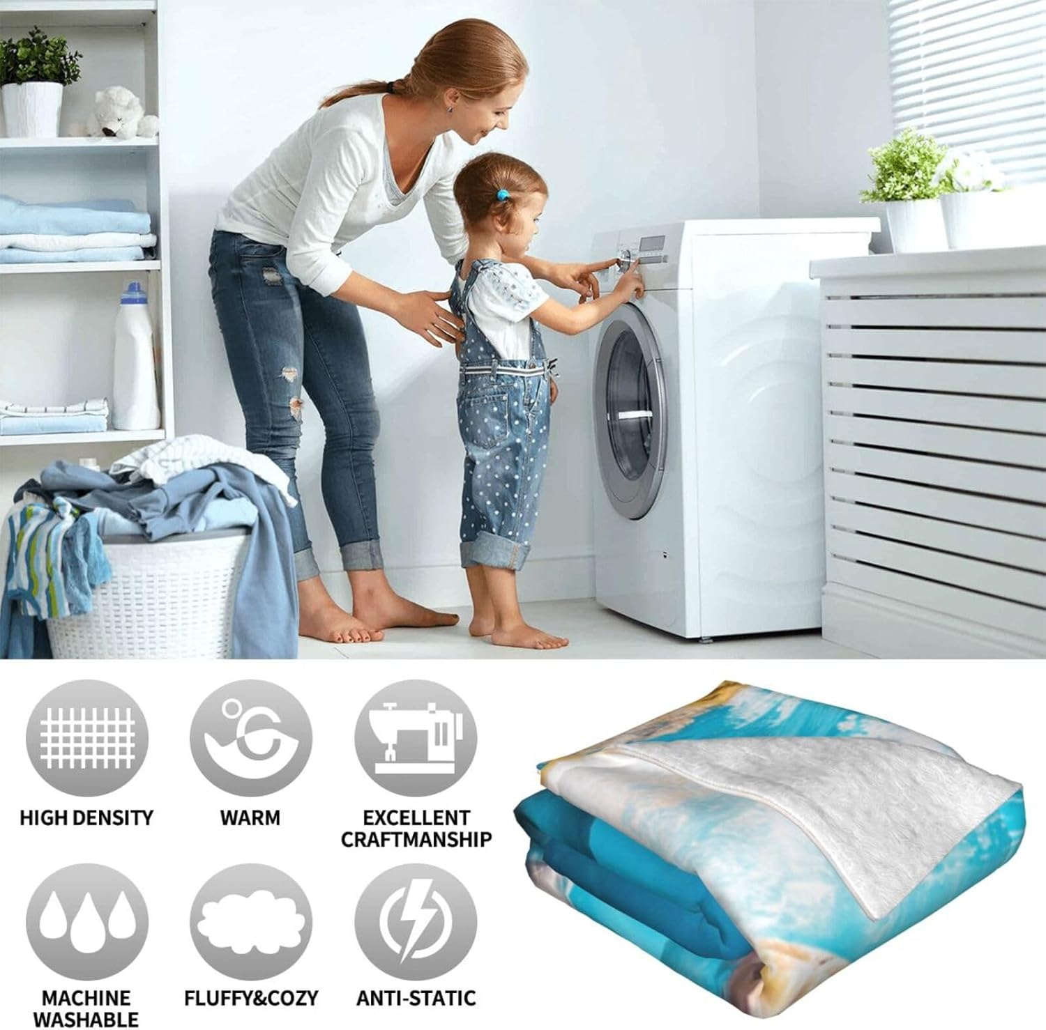 Dolphin Throw Blanket, 80" x 60" Flannel Cute Dolphins Themed Stuffed Animal White Throw, Soft Nap Throw Blanket for Home Boys Girls Women Dolphin Lovers Gifts