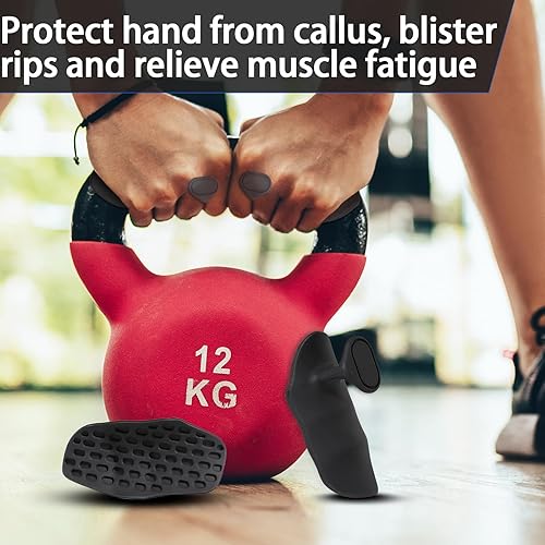 Miniatura 3 de Puños de entrenamiento antideslizantes guantes protectores de mano ergonómicos de goma para levantamiento de pesas, dominadas, entrenamiento de