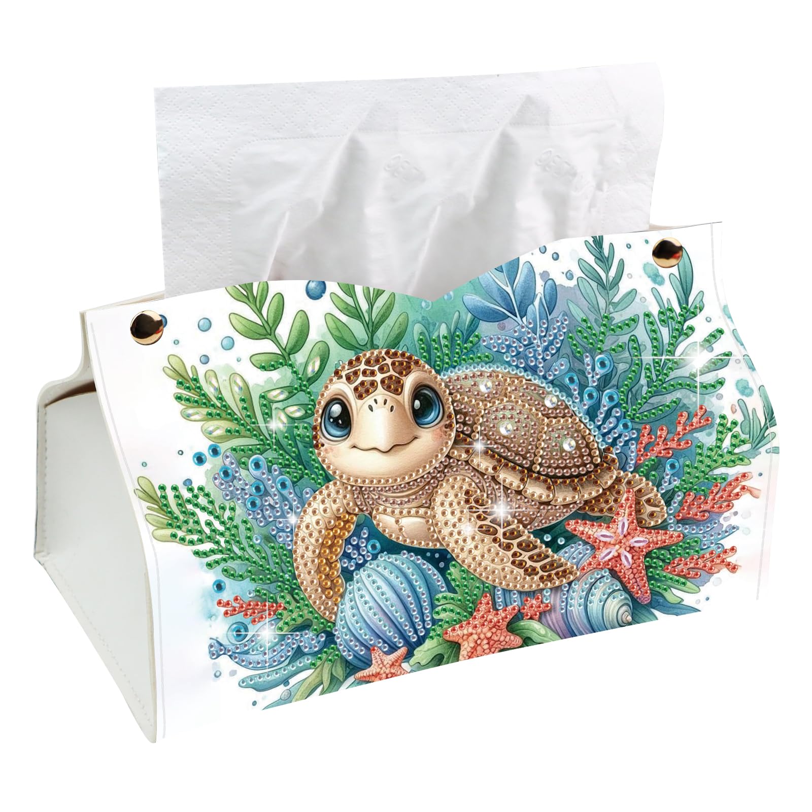 POETRYDRAW Diamond Art Tissue Box Cover DIY PU Craft Kit (Sea Turtle)