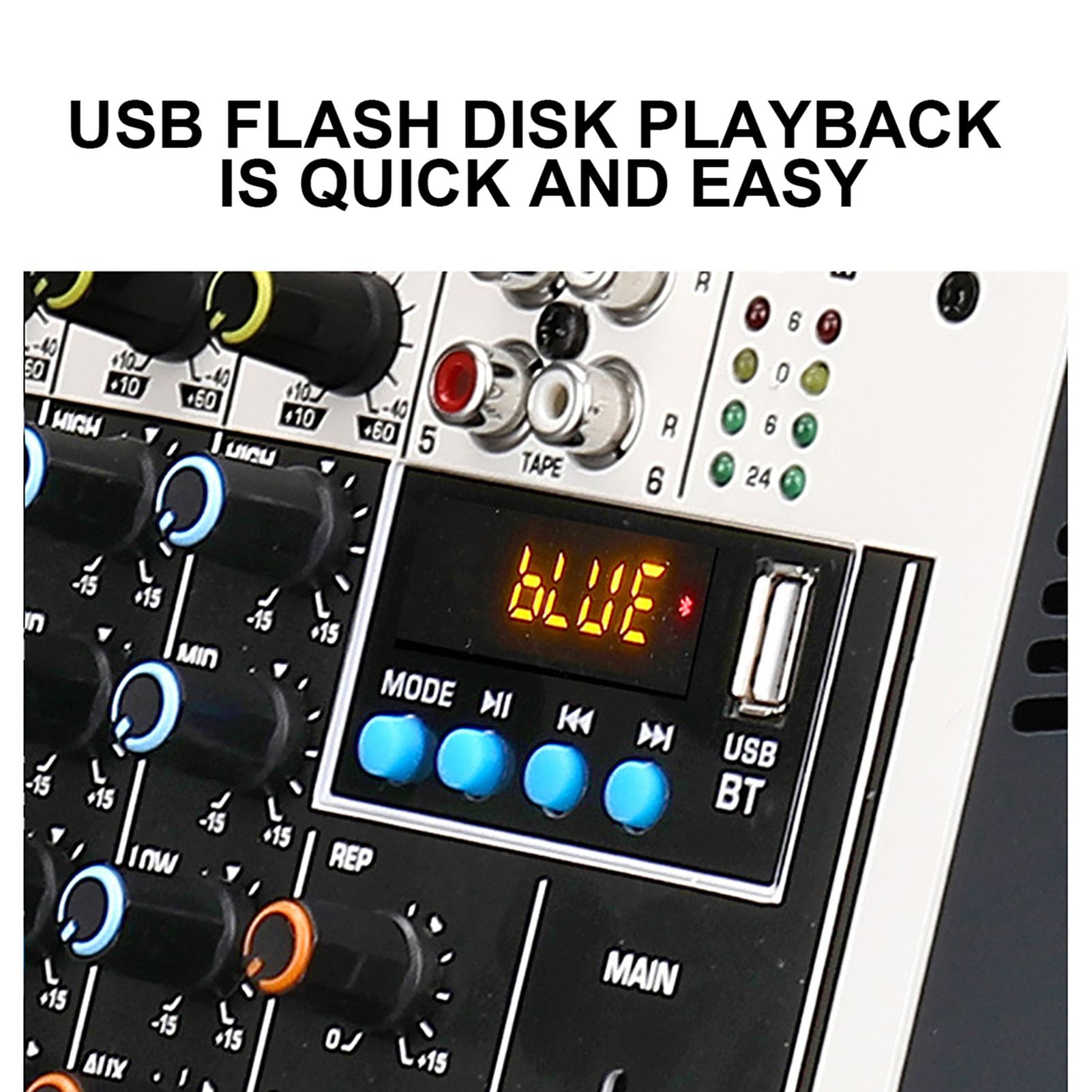 Generic Sound Mixer 4 Channel Mixer mit Integriertem DPS -Prozessor für Verbesserte Soundeffekte - Geeignet für Aufnahmestudios ABS, Eisen (EU -Stecker 100‑240V)