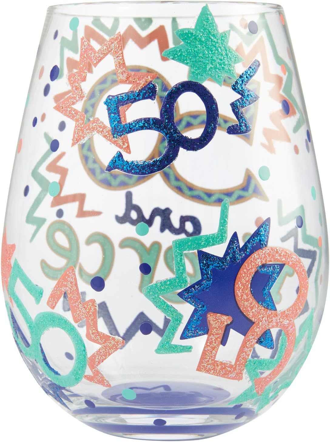 Enesco Designs by Lolita 50 and Fierce Hand-Painted Artisan Stemless Wine Glass, 20 Ounce, Multicolor - Image 3