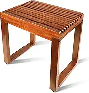 Compact Teak Shower Bench 15.7” – Heavy Duty 500 lbs, Waterproof Bath Stool for Small Walk-in Shower, Elderly & Disabled Safe Shower Seat