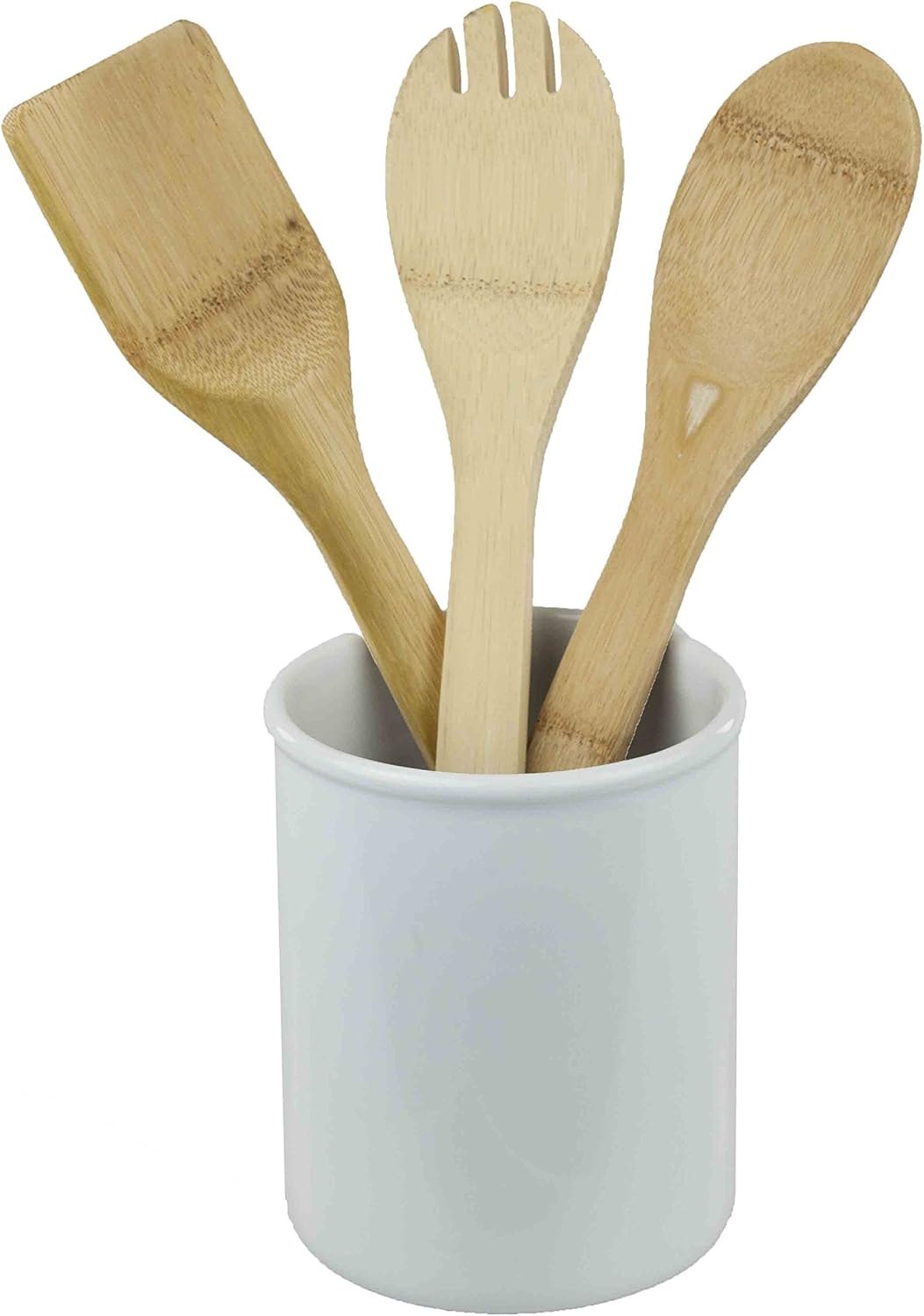 Home Basics Ceramic Cutlery Holder (White) Home & Kitchen