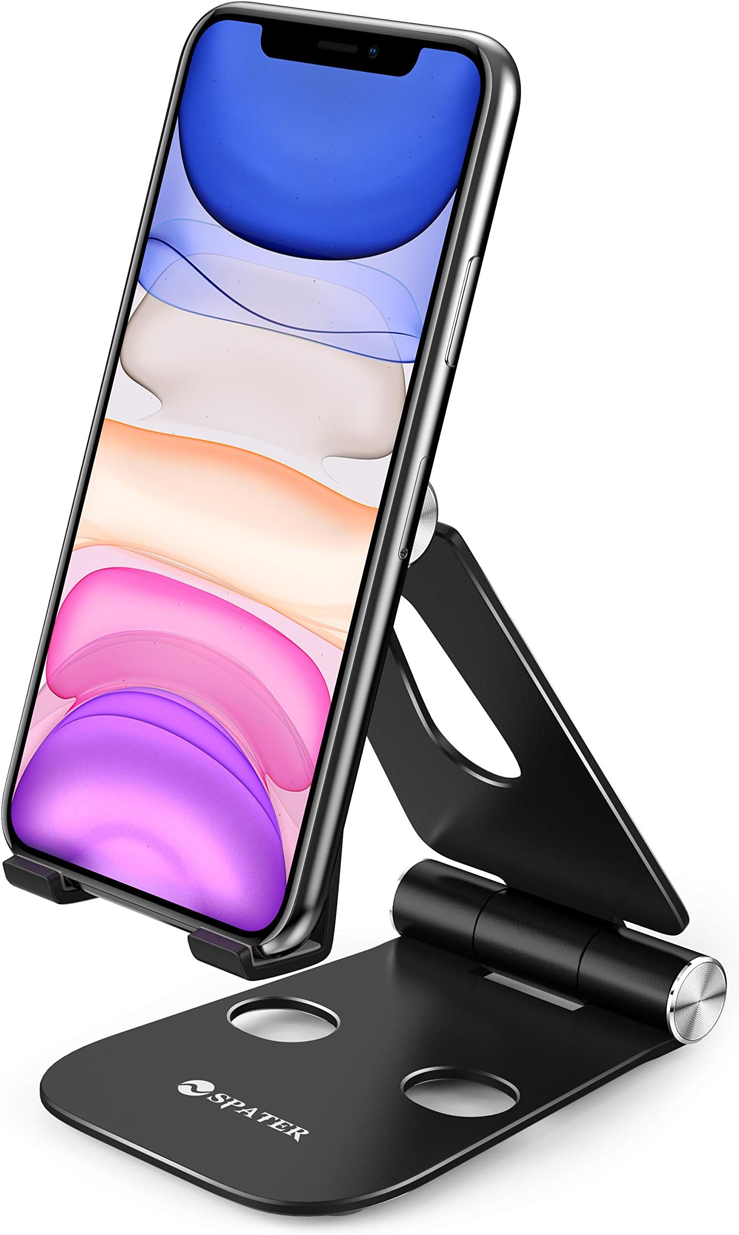Metallic Adjustable Stand for iPhone 11 Pro Max and iPads, Home or Office Cell Phone Holder Dock for Samsung Galaxy Tabs, Google Nexus, LG, Kindle Fire Nitendo Switch and More