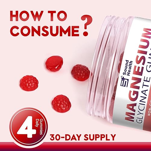 Miniatura 5 de Gomitas de glicinato de magnesio, sin azúcar con L-treonato de magnesio, suplemento de magnesio, gomitas de magnesio de alta absorción, 120