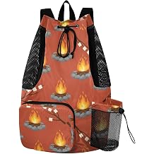 VIGTRO Campfire Marshmallow Roasting Drawstring Gym Backpack with Adjustable Strap Sports Beach Yoga Travel Foldable Bag for Women Men
