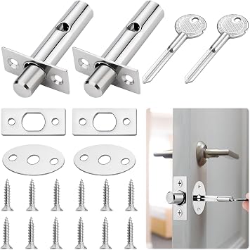 Internal Door Lock With Keys - 2 PCS Anti-Theft Bolt Locks for Doors and Windows - Security Lock