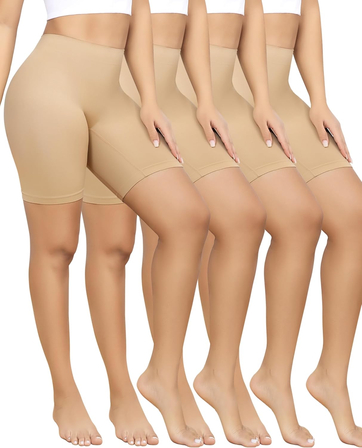 4 Pack Slip Shorts for Under Dresses Anti Chafing Underwear Seamless Comfortable Smooth Yoga Biker Workout Shorts