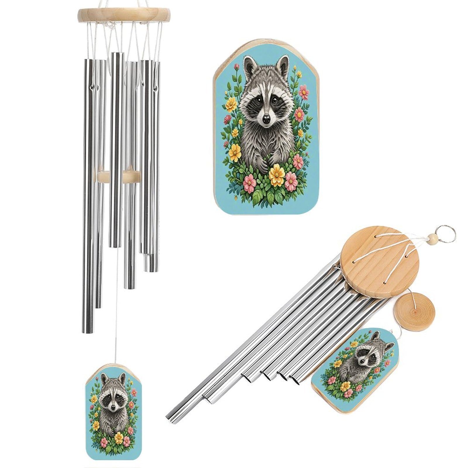 Raccoon Wind Chimes for Outdoor Large Deep Tone Aluminium Wind Chimes Soothing Melodic Sound 20.5" Hanging Metal Windchimes Outdoors Decor for Patio Porch Yard